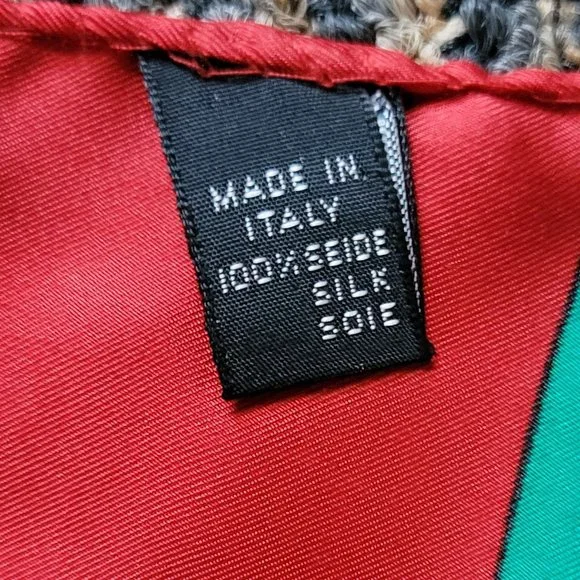100% Silk Golf Club Scarf Made in Italy Approximately 30 x 30 Mid-Century VTG